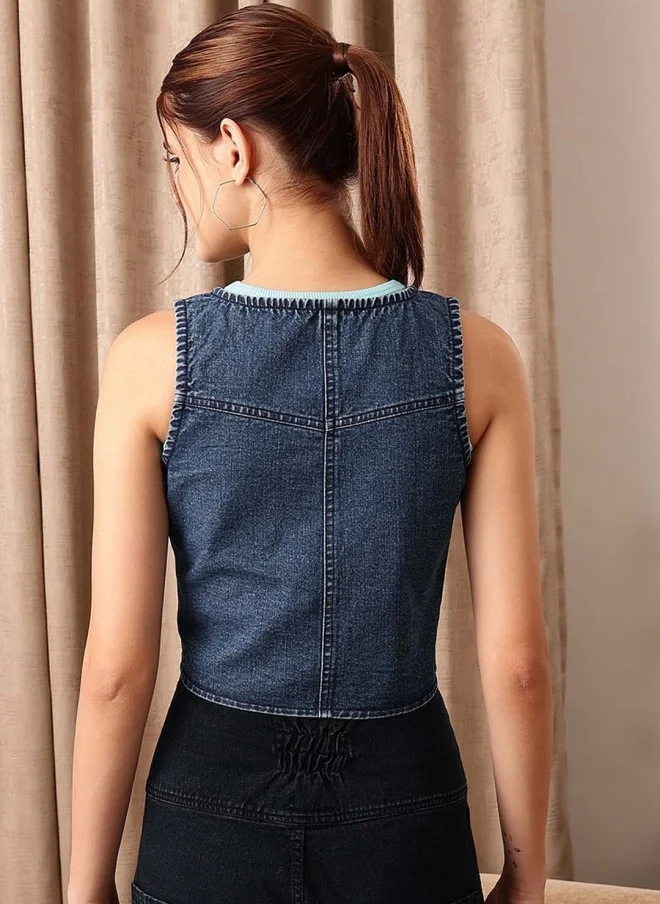 STREET 9 Sleeveless Denim Jacket for Women