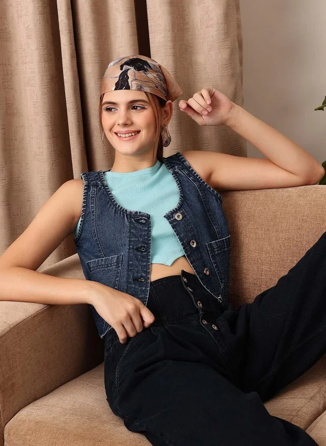 STREET 9 Sleeveless Denim Jacket for Women