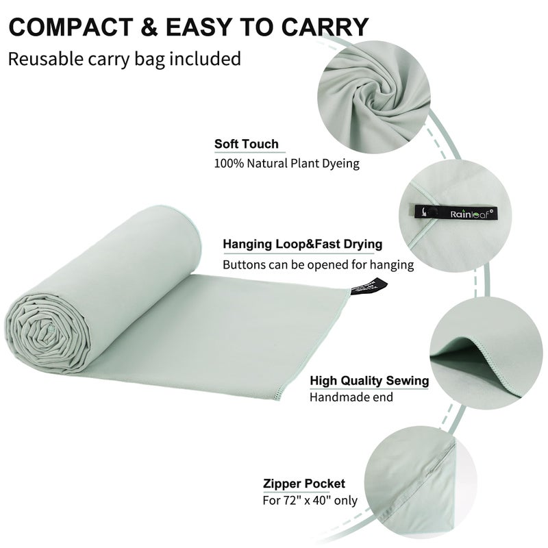 Rainleaf Microfiber Towel Perfect Travel & Gym & Camping Towel. Quick Dry - Super Absorbent - Ultra Compact - Lightweight. Suitable for Trip, Beach, Shower, Backpacking, Pool - Image 3