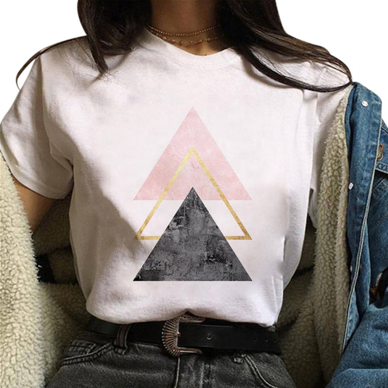 Spot Aliexpress T-Shirt Short-Sleeved Loose T-Shirt Womens Simple T-Shirt Womens Custom Logo One Piece Drop Shipping Square - Image 3