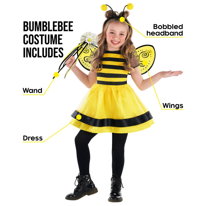 Morph Bumble Bee Costume for Girls - Kids Bumblebee Outfit - Toddler Bee Costume for Baby Girls - Fun Dress-Up, 3-4 Years - Image 2