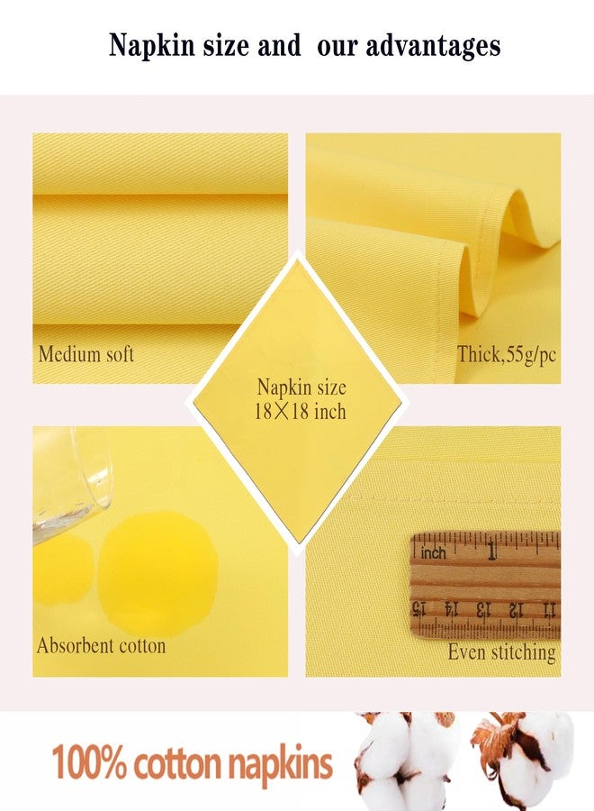 KOFFOTA Yellow Cloth Napkins 100% Cotton Set of 12, 18 x18 inch, Summer Cloth Napkins for Table Decor for Dinner, Soft Comfortable and Reusable (Jasmine Yellow) - Image 3