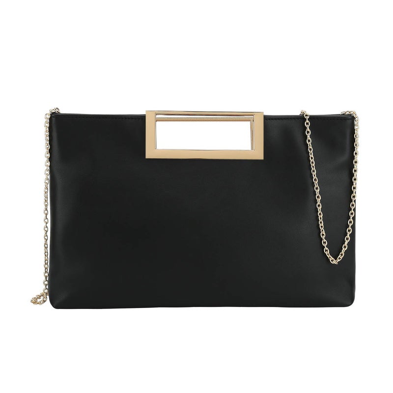 CHARMING TAILOR Fashion PU Leather Handbag Stylish Women Convertible Clutch Purse Black