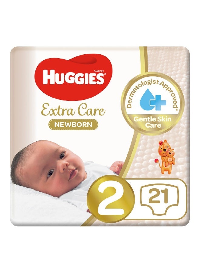 HUGGIES Extra Care Newborn Diapers, Size 2, 4-6Kg, Pack of 21’s