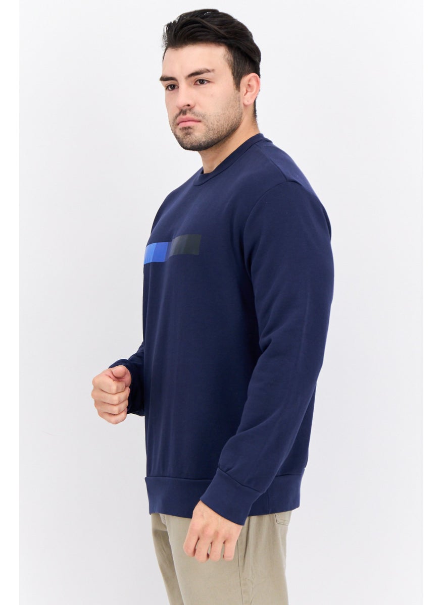 GAS Men Crew Neck Graphic Print Long Sleeves Sweatshirt, Navy  - Image 2