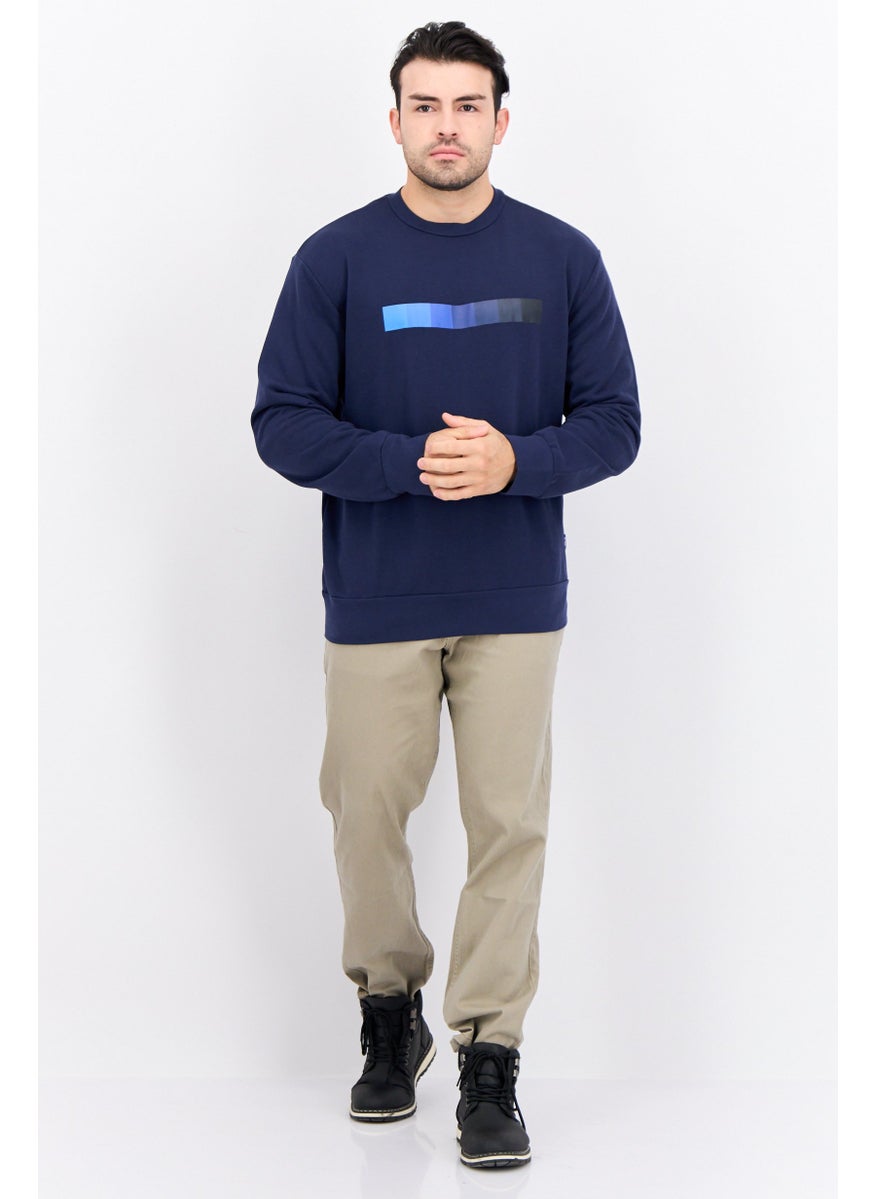 GAS Men Crew Neck Graphic Print Long Sleeves Sweatshirt, Navy  - Image 4