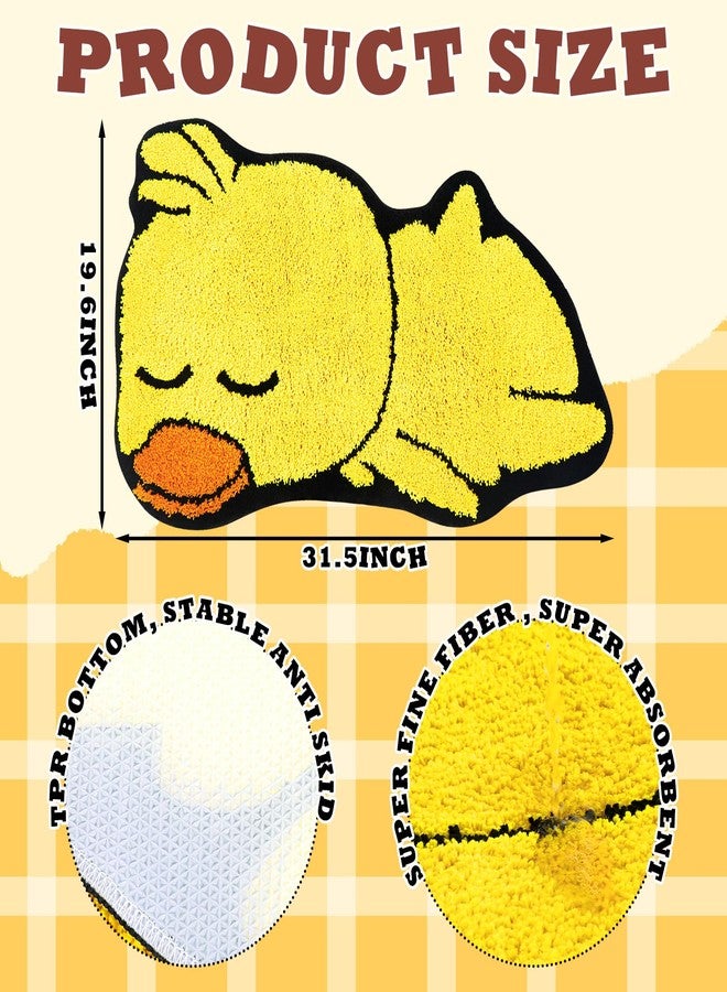 Drydiet Yellow Duck Bath Mat Microfiber Shower Bathroom Rug Non Slip Duck Rug Washable Cute Bathroom Funny Animal Mat for Home, Kitchen, Bedroom - Image 3