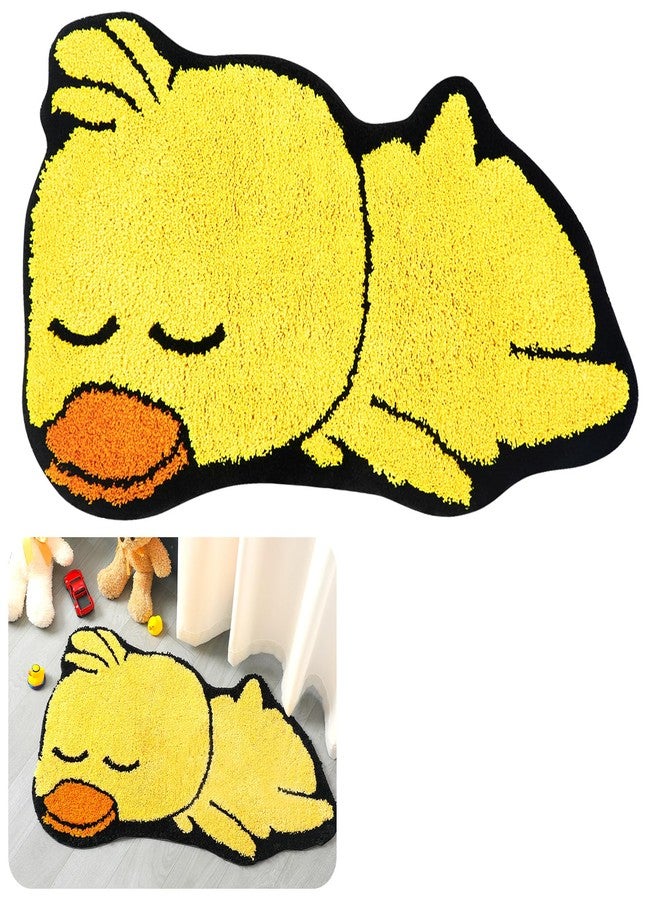 Drydiet Yellow Duck Bath Mat Microfiber Shower Bathroom Rug Non Slip Duck Rug Washable Cute Bathroom Funny Animal Mat for Home, Kitchen, Bedroom - Image 1