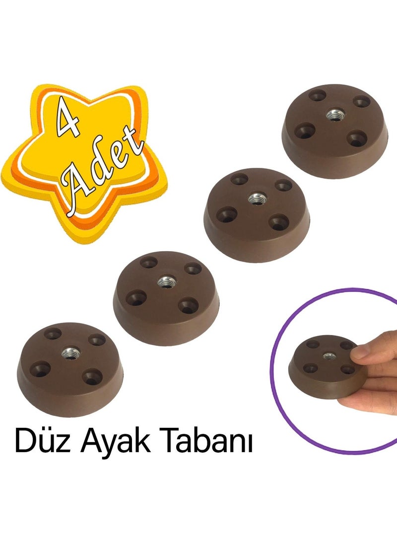 Glaswen 4 Pieces Flat Foot Base Brown Furniture Table Coffee Table Leg Connection Device Plastic  - Image 1