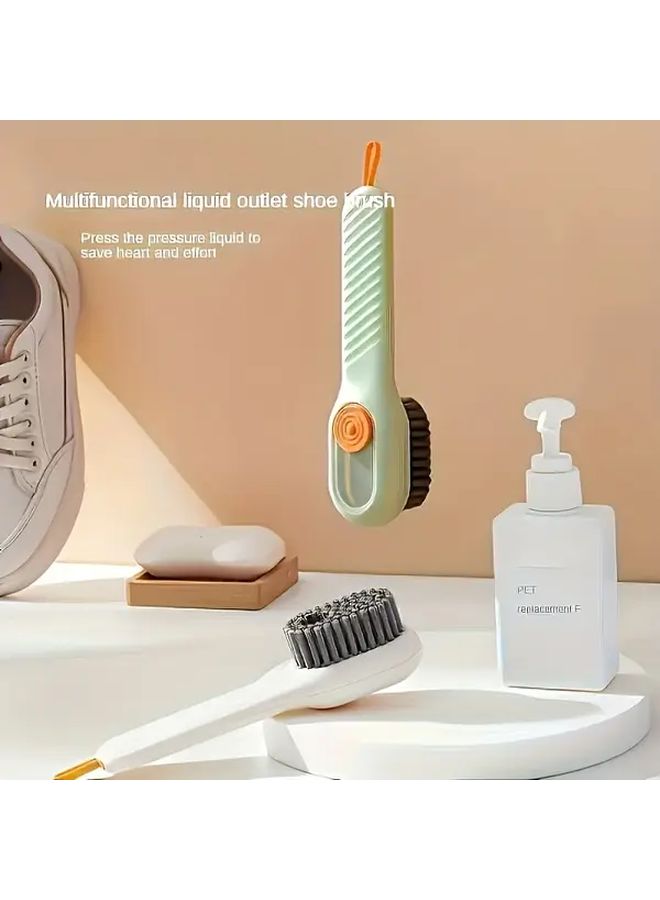 White Multifunctional Shoe And Laundry Brush With Liquid Dispenser For Cleaning - Image 2