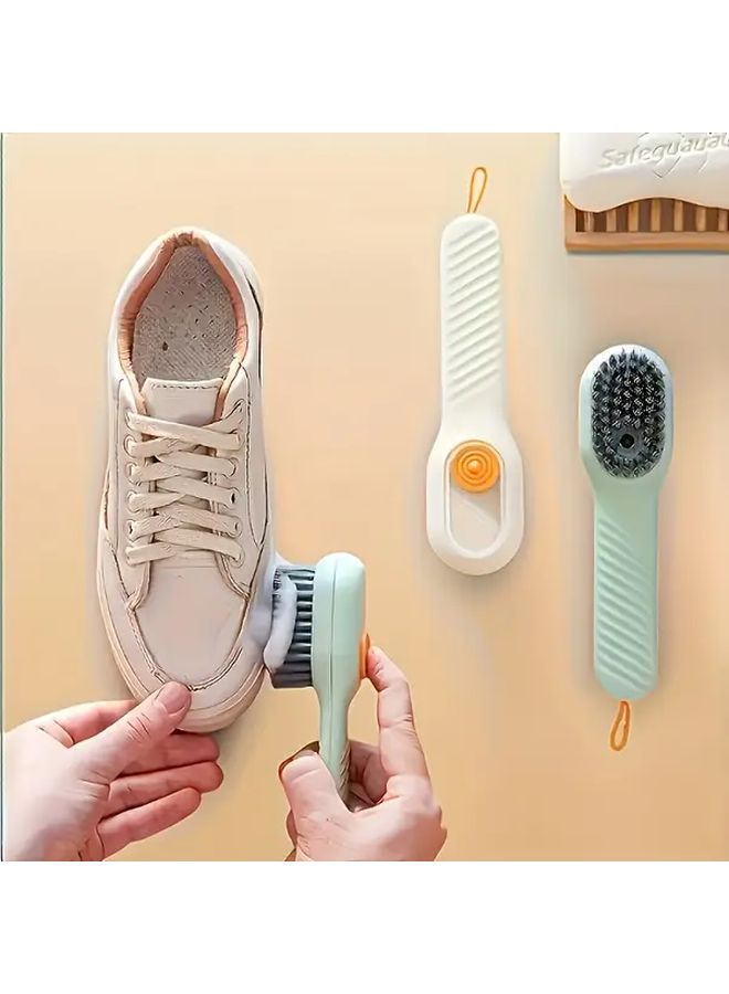 White Multifunctional Shoe And Laundry Brush With Liquid Dispenser For Cleaning - Image 1