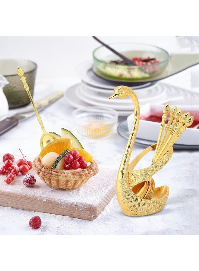Stainless Steel Cutlery Set - Set of 6,Premium Stainless Steel Dinnerware with 6 Spoon and Holder,for Coffee, Fruit,Dessert,Stirring, Mixing, Sugar, Stir, Ice Cream, Cake, Teaspoon (Gold)  - Image 4