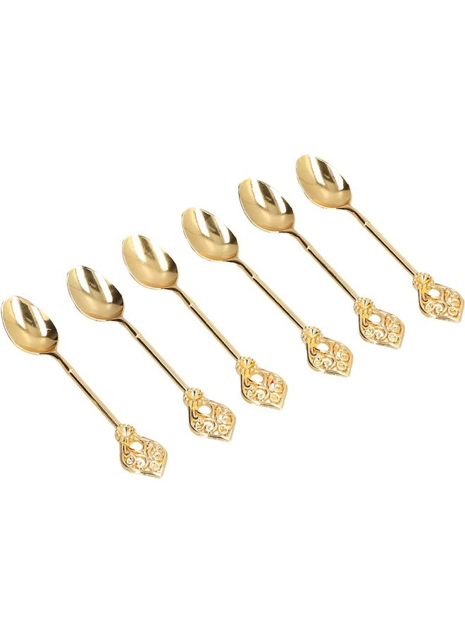 Aimayapet Stainless Steel Cutlery Set - Set of 6,Premium Stainless Steel Dinnerware with 6 Spoon and Holder,for Coffee, Fruit,Dessert,Stirring, Mixing, Sugar, Stir, Ice Cream, Cake, Teaspoon (Gold) - Image 3
