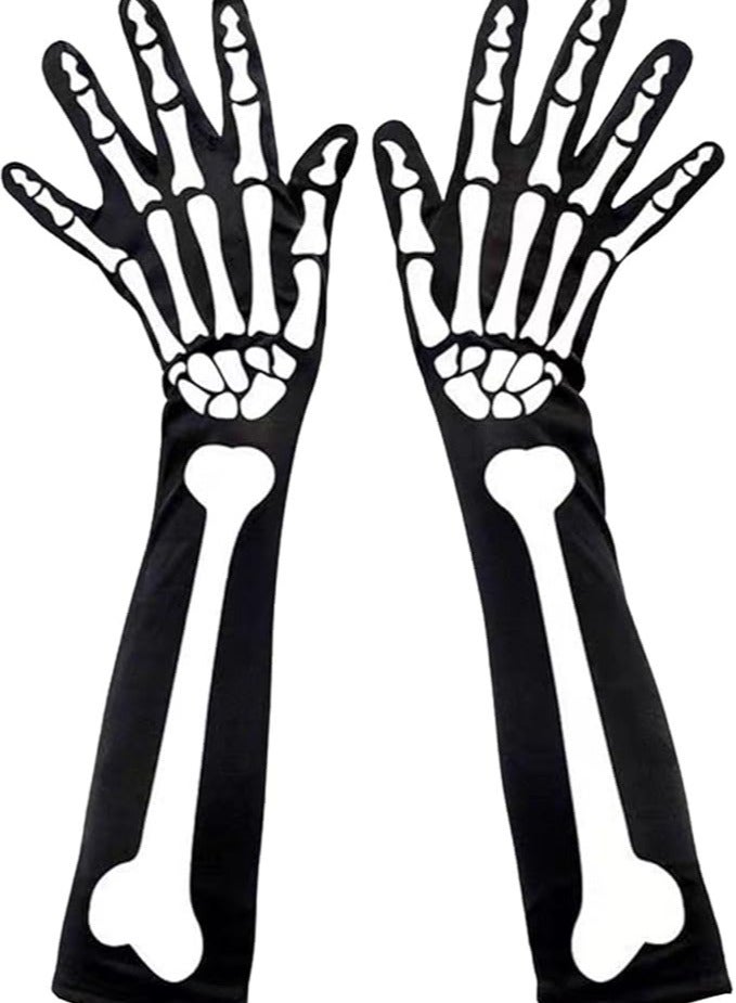 Home Smart Home Smart Skeleton Drawing Black Gloves with Long Sleeves for Boys and Girls