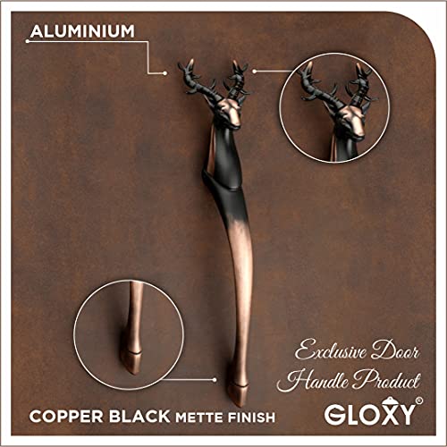 GLOXY ENTERPRISE Aluminium 12 inches Deer Shape Door Handle for Main Door Handle Wooden & Glass Door Handle, Pull Handles for All The Doors of House, Office, Hotels (Black Finish, Pack of 1) - Image 3