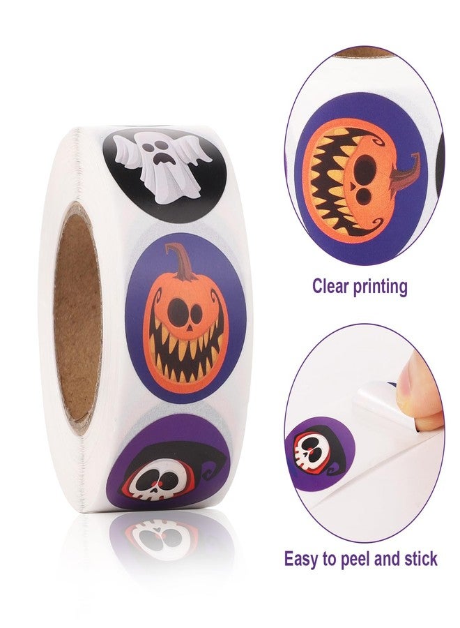 PEUTIER 500pcs 1 Inch Halloween Stickers, 8 Colors and Designs Halloween Round Stickers Decals Pumpkin Bat Spider Halloween Stickers Roll for Party Decorations - Image 5