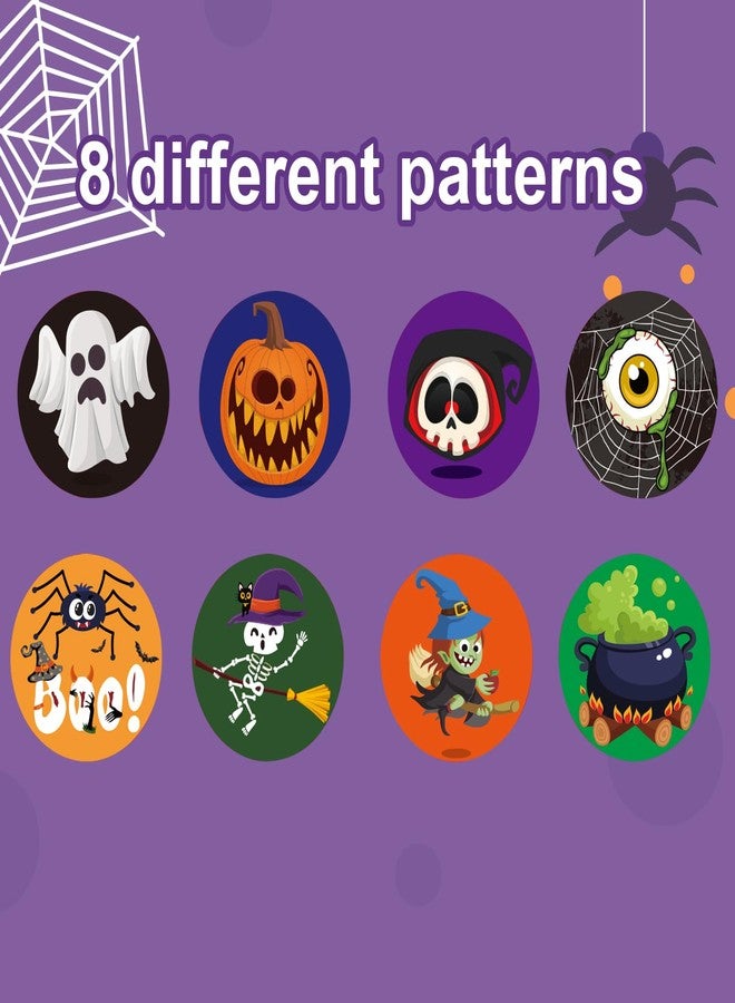 PEUTIER 500pcs 1 Inch Halloween Stickers, 8 Colors and Designs Halloween Round Stickers Decals Pumpkin Bat Spider Halloween Stickers Roll for Party Decorations - Image 3
