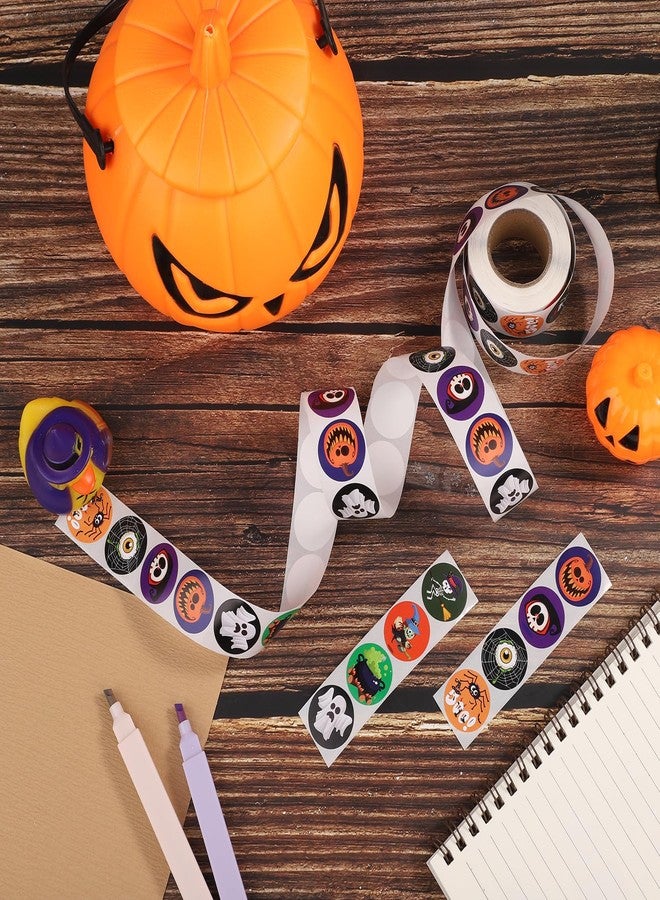 PEUTIER 500pcs 1 Inch Halloween Stickers, 8 Colors and Designs Halloween Round Stickers Decals Pumpkin Bat Spider Halloween Stickers Roll for Party Decorations - Image 4