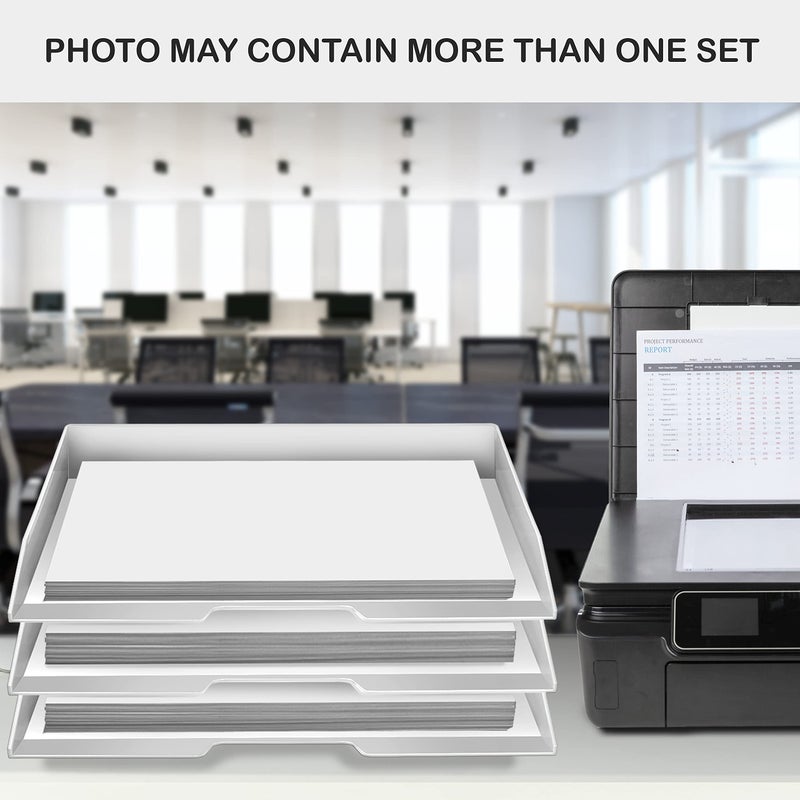Acrimet Stackable Letter Tray 2 Tier Side Load, Plastic, Desktop File Organizer (White Color) - Image 5