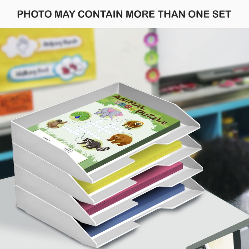 Acrimet Stackable Letter Tray 2 Tier Side Load, Plastic, Desktop File Organizer (White Color) - Image 4