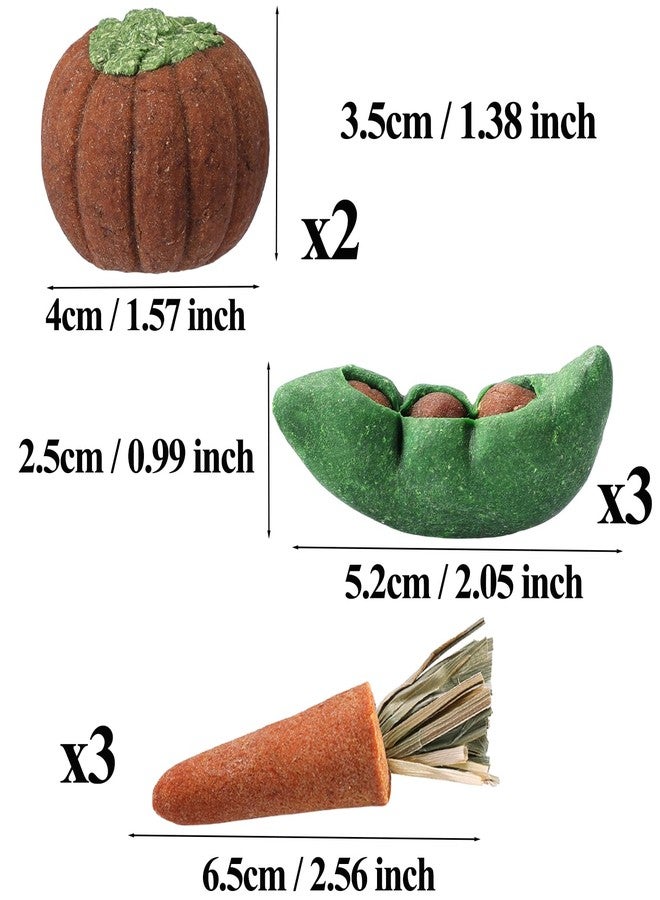 HERCOCCI 8Pcs Guinea Pig Chew Toys, Hamster Toys Prevent Excessive Teeth Growth Natural Vegetables Carrot and Timothy Grass for Guinea Pig Rabbit Chinchillas Gerbil - Image 2