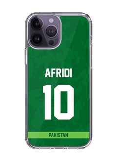 Classic Clear Case for iPhone 15 Pro Max , Hybrid Soft Case Transparent Cover - Player Name - AFRIDI, Jersey Number- 10