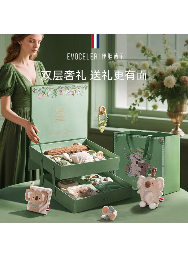 Evoceler Newborn Gift High-end Gift Box Baby Welcome Gift Baby Cloth Book Bed Bell Soothing Toy Full Moon Hundred Days Gift