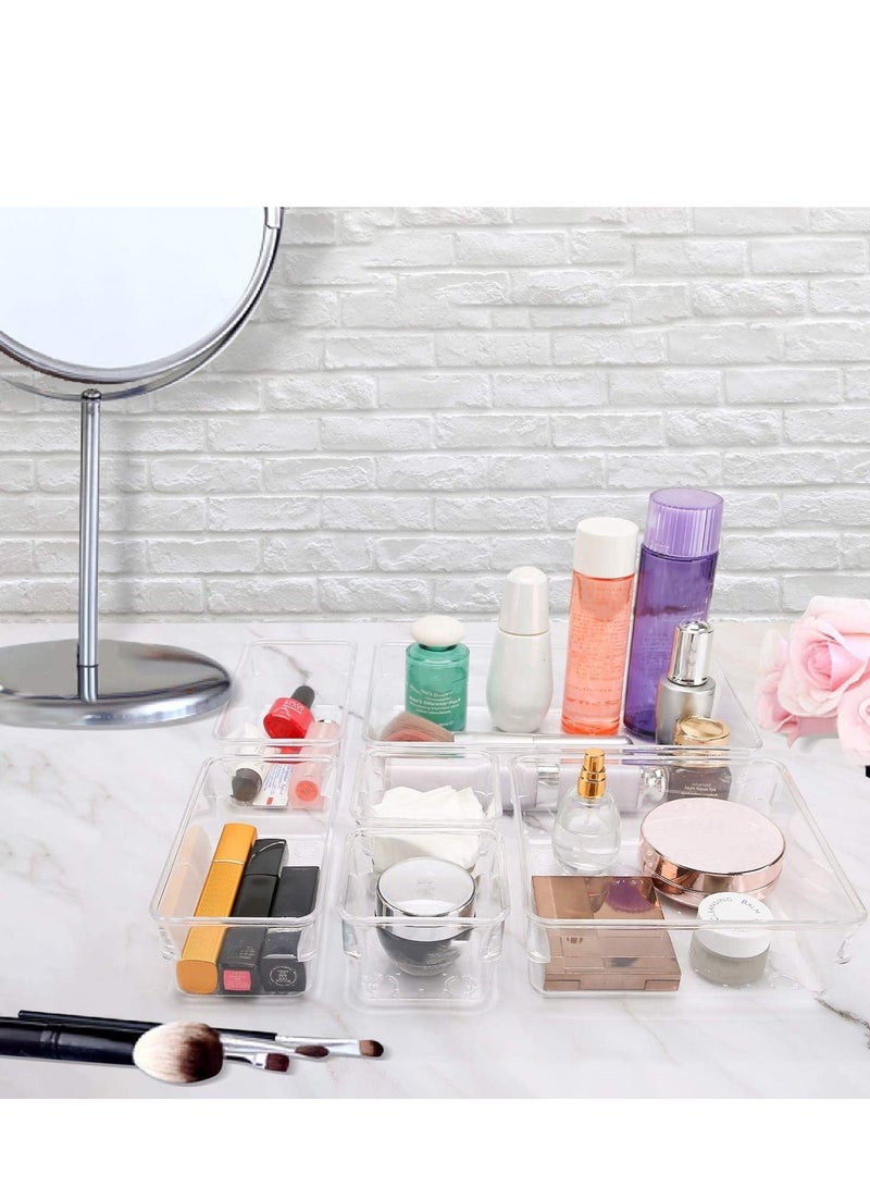 والالا طقم صواني منظم لأدراج المكتب من البلاستيك الشفاف مكون من 7 قطع لغرفة النوم وأواني المطبخ والمكياج - Image 3