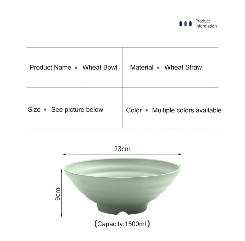 Oicia Soup Bowl Japanese Wheat Straw Bowl Rice Bowl Ramen Bowl Udon Bowl Pho Bowl Poke Bowl Cereal Bowl Compact Stack Bowl Set, Microwave and Dishwasher Safe (1500ml, Green, Pack of 2) - Image 2