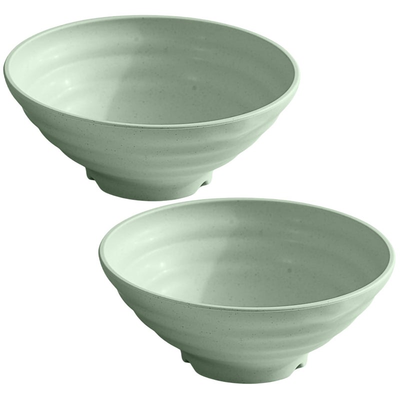 Oicia Soup Bowl Japanese Wheat Straw Bowl Rice Bowl Ramen Bowl Udon Bowl Pho Bowl Poke Bowl Cereal Bowl Compact Stack Bowl Set, Microwave and Dishwasher Safe (1500ml, Green, Pack of 2) - Image 1