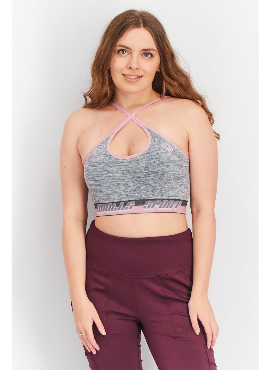 ODolls Sport - Women Sportswear Fit Crew Neck Sleeveless Crop Top, Grey - Image 1
