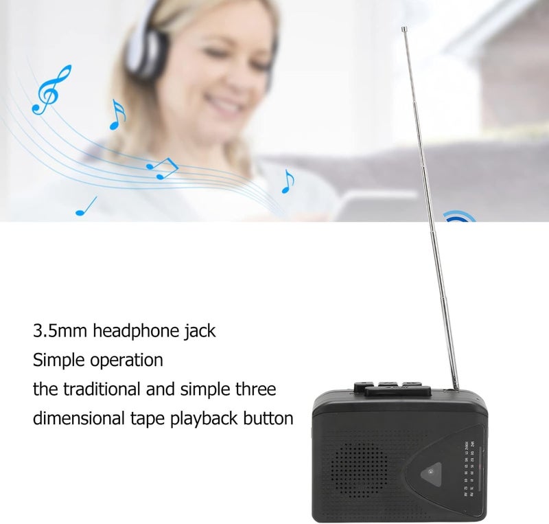 Tobo Portable Cassette Player with Clear Speaker, Strong FM Am Radio Reception, 2 Charging Methods, Simple Operation, 3.5mm Headphone Jack for Indoor and Outdoor - Image 3