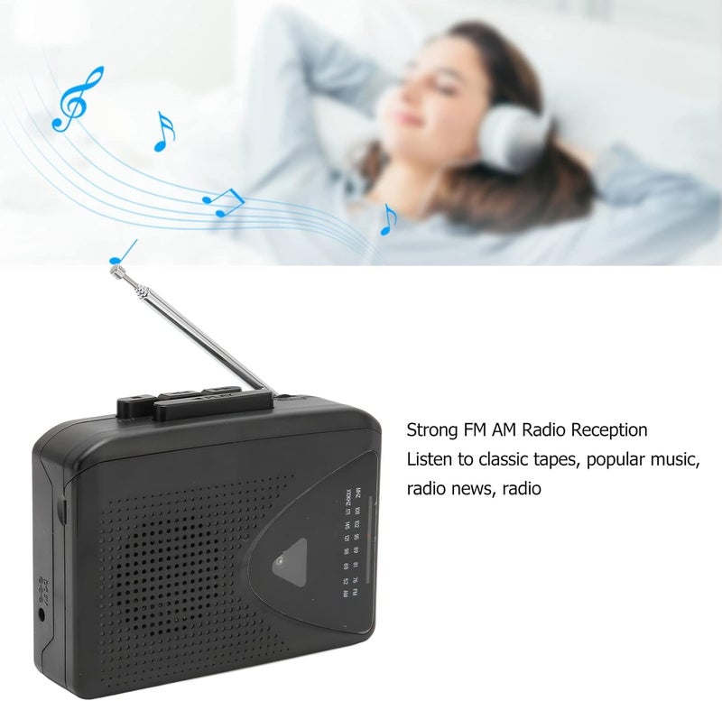 Tobo Portable Cassette Player with Clear Speaker, Strong FM Am Radio Reception, 2 Charging Methods, Simple Operation, 3.5mm Headphone Jack for Indoor and Outdoor - Image 5