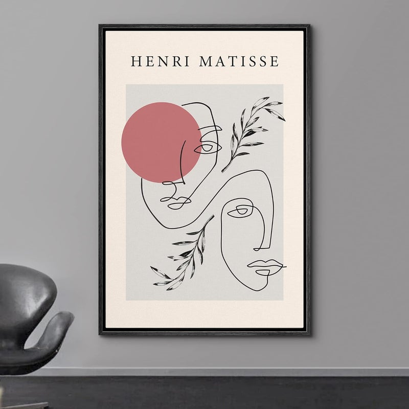 wall26 Framed Canvas Print of Two Faces with Pastel Red Dot - Image 2