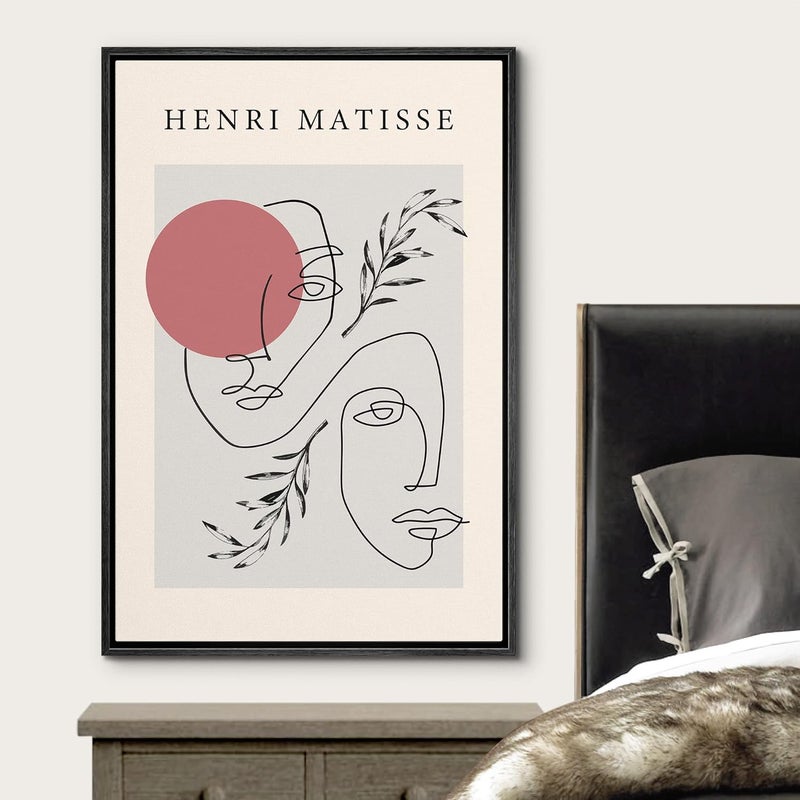 wall26 Framed Canvas Print of Two Faces with Pastel Red Dot - Image 3