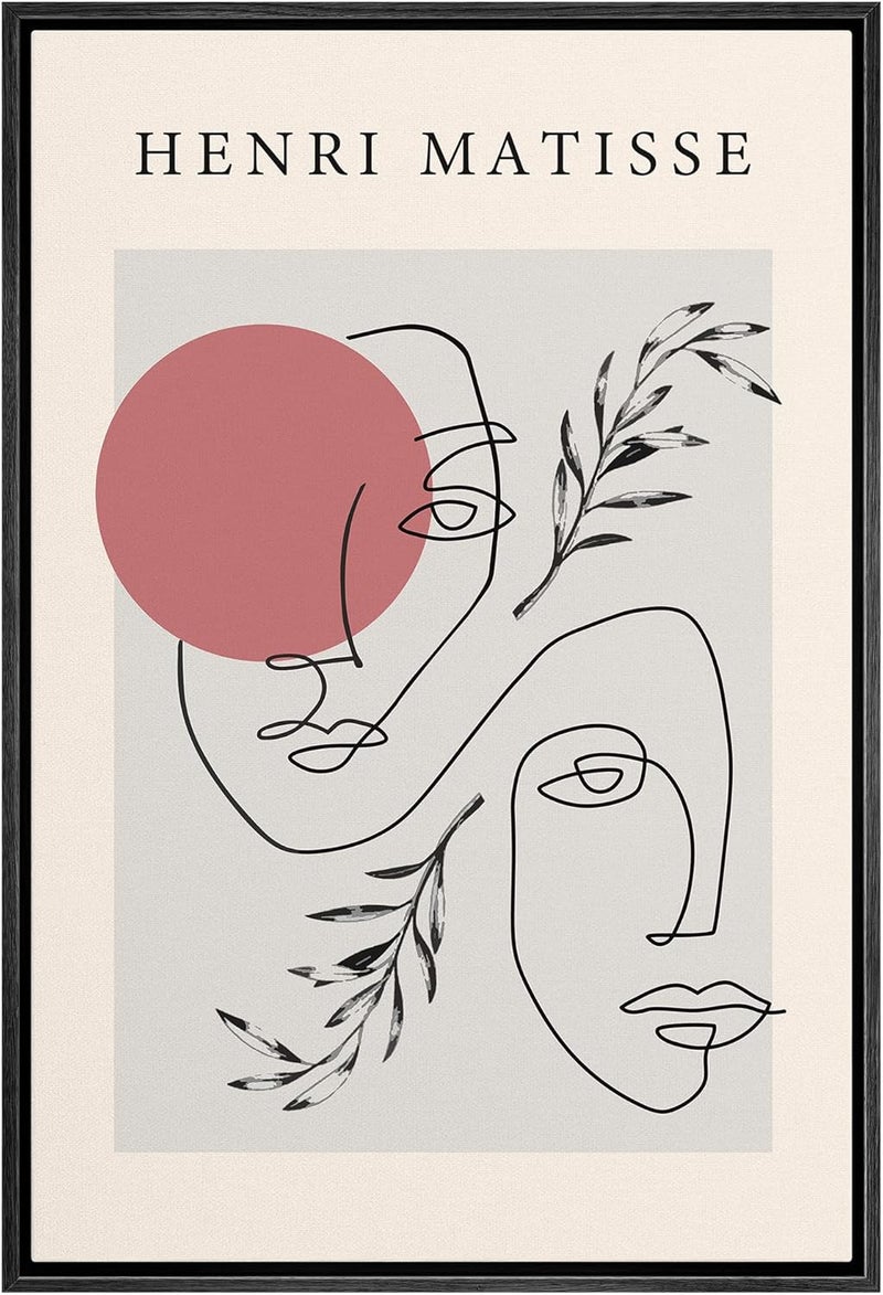 wall26 Framed Canvas Print of Two Faces with Pastel Red Dot - Image 1