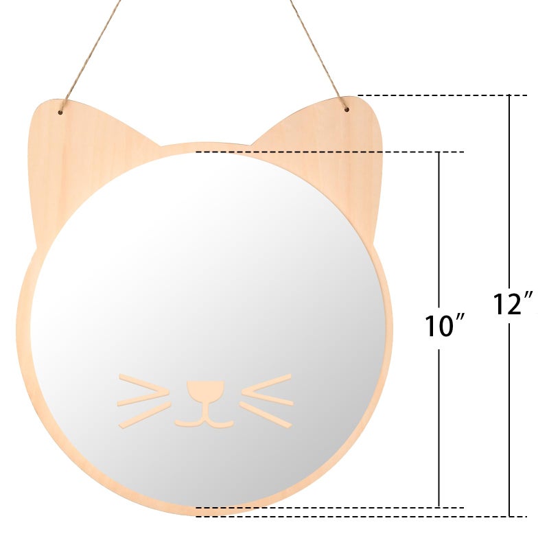 iCAGY Plastic Kids Mirror for Wall - Kids Safety, Hanging, Acrylic, Non-Glass and Unbreakable - Cat Decoration Mirror for Kid's Playroom 10" - Image 5