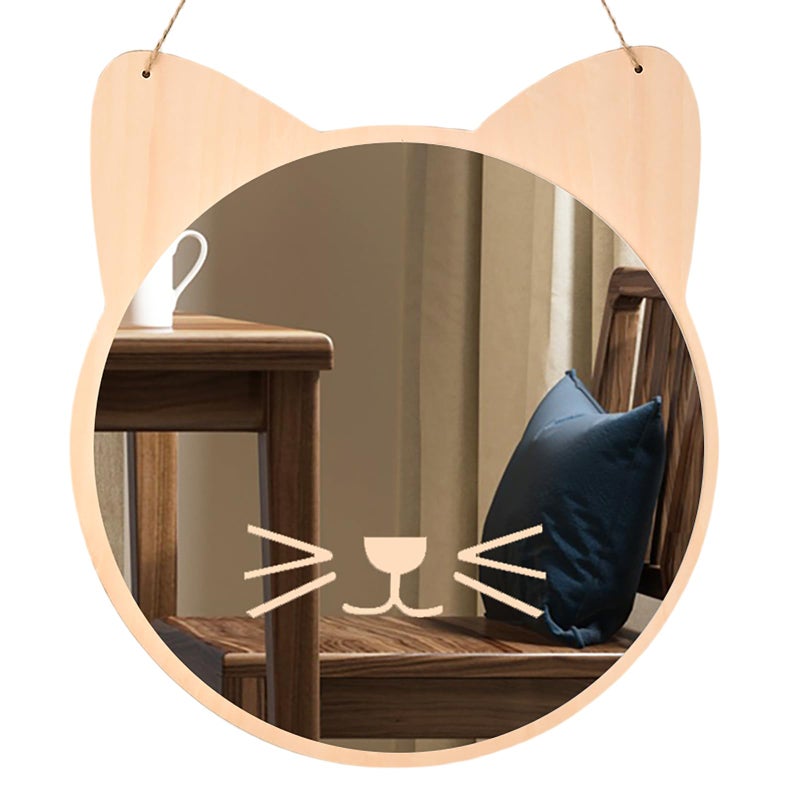 iCAGY Plastic Kids Mirror for Wall - Kids Safety, Hanging, Acrylic, Non-Glass and Unbreakable - Cat Decoration Mirror for Kid's Playroom 10" - Image 1