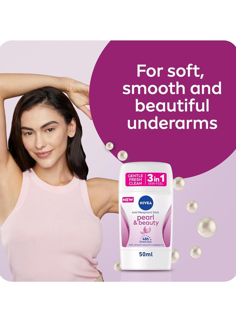 NIVEA Pearl & Beauty Deodorant Stick 48h Protection Softness and Long-Lasting Freshness - Image 2