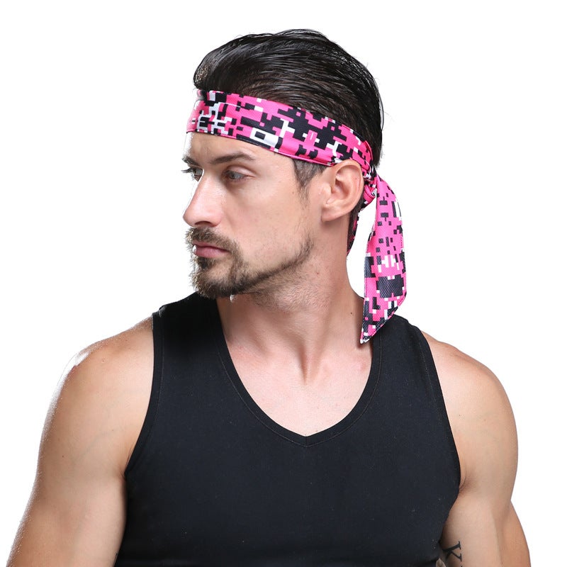 Generic Mens and Womens Sports Headband Running Headband Yoga Hair Band Fitness Sweat-absorbent Headband Strap Headband Checkered camouflage (short) 