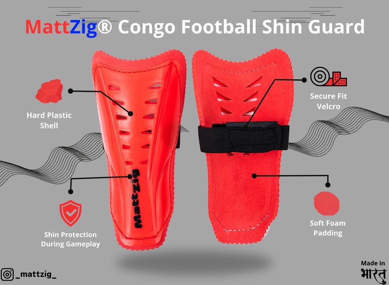 MATTZIG ® Club Football Kit (One Pair of Knee Length Poplin Socks + One Pair of Shin Guard + One Pair of Cotton Arm Sleeves + One Kit Bag) (Red) - Image 3