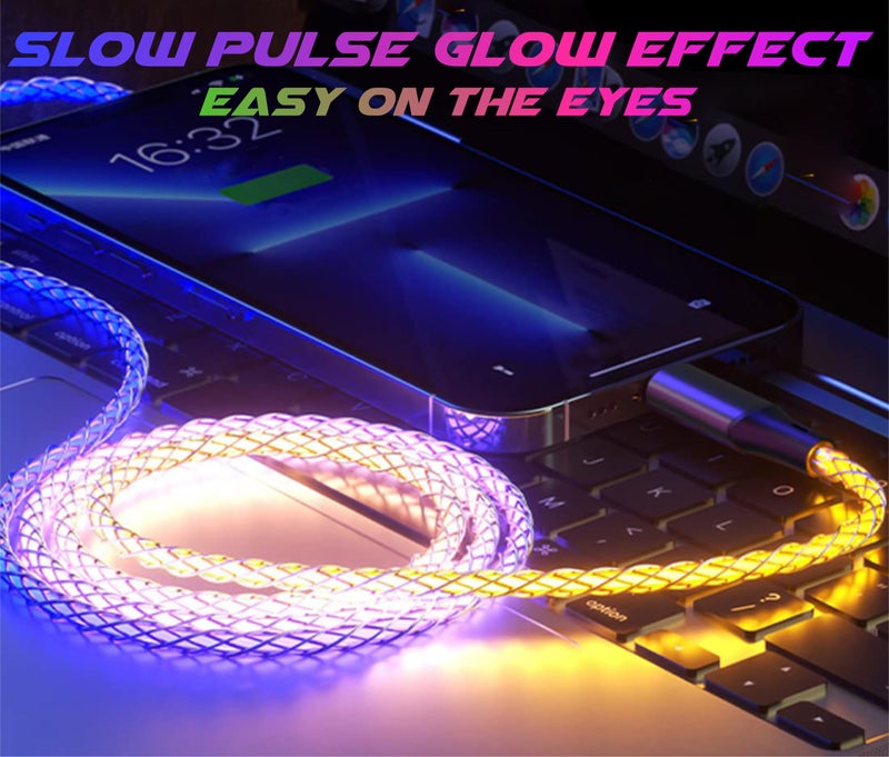KRZNA USB Type A to Type C Cable, 1Meter LED RGB Light Gradual USB A to Type C Charger Cord 18W Fast Charging USB C Cable compatible with Android and Accessories [ USB A to C ] - Image 4