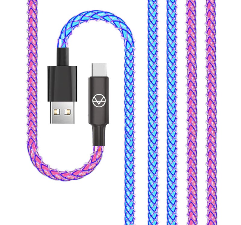KRZNA USB Type A to Type C Cable, 1Meter LED RGB Light Gradual USB A to Type C Charger Cord 18W Fast Charging USB C Cable compatible with Android and Accessories [ USB A to C ] - Image 1