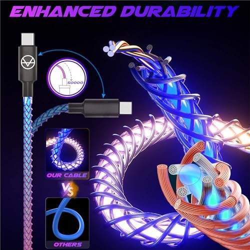 KRZNA USB Type A to Type C Cable, 1Meter LED RGB Light Gradual USB A to Type C Charger Cord 18W Fast Charging USB C Cable compatible with Android and Accessories [ USB A to C ] - Image 2