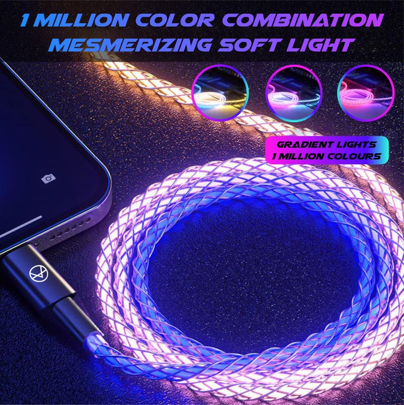 KRZNA USB Type A to Type C Cable, 1Meter LED RGB Light Gradual USB A to Type C Charger Cord 18W Fast Charging USB C Cable compatible with Android and Accessories [ USB A to C ] - Image 3