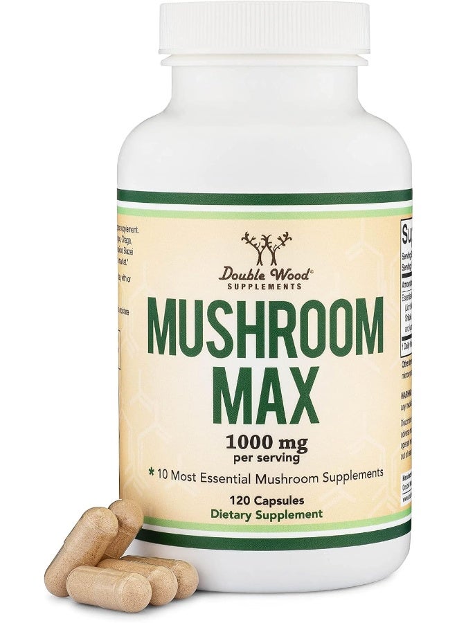Double Wood Supplements Mushroom Supplement Complex - 1,000mg Blend of Top 10 Essential Mushrooms (Grown in The USA) by Double Wood - Image 1