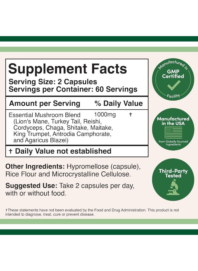 Double Wood Supplements Mushroom Supplement Complex - 1,000mg Blend of Top 10 Essential Mushrooms (Grown in The USA) by Double Wood - Image 2