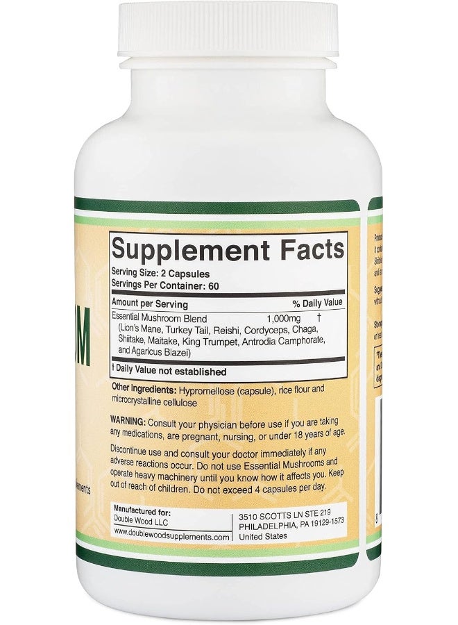 Double Wood Supplements Mushroom Supplement Complex - 1,000mg Blend of Top 10 Essential Mushrooms (Grown in The USA) by Double Wood - Image 3