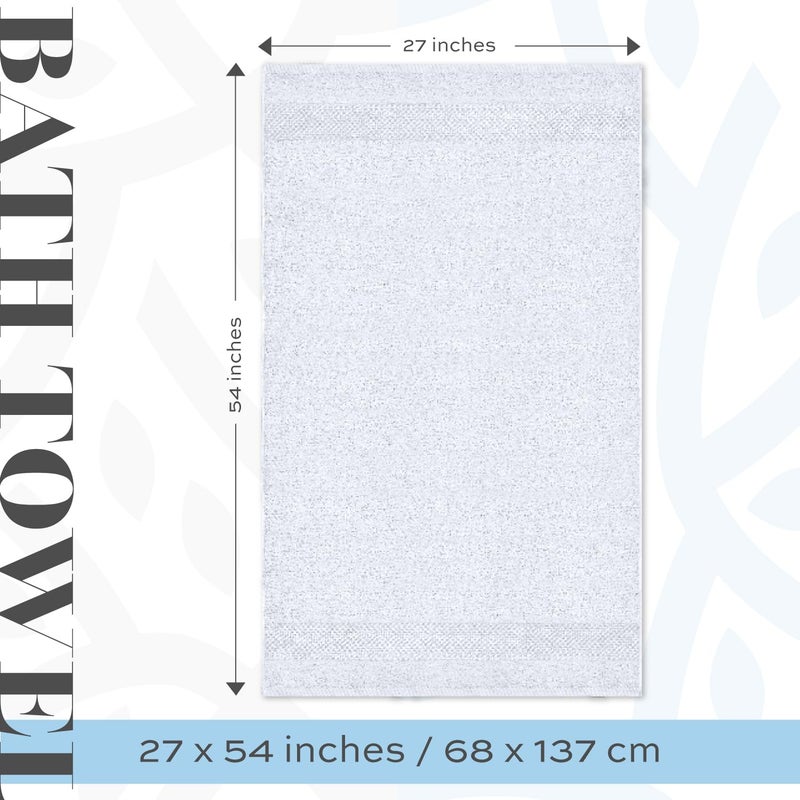 White Classic مجموعة من 4 من مناشف الحمام الفاخرة البيضاء الكلاسيكية الكبيرة - 700 GSM من القطن الناعم للغاية 27x54 | عالية الامتصاص وسريعة الجفاف | مناشف فندقية للحمام الفاخر، مناشف استحمام فاخرة، بيضاء - Image 2