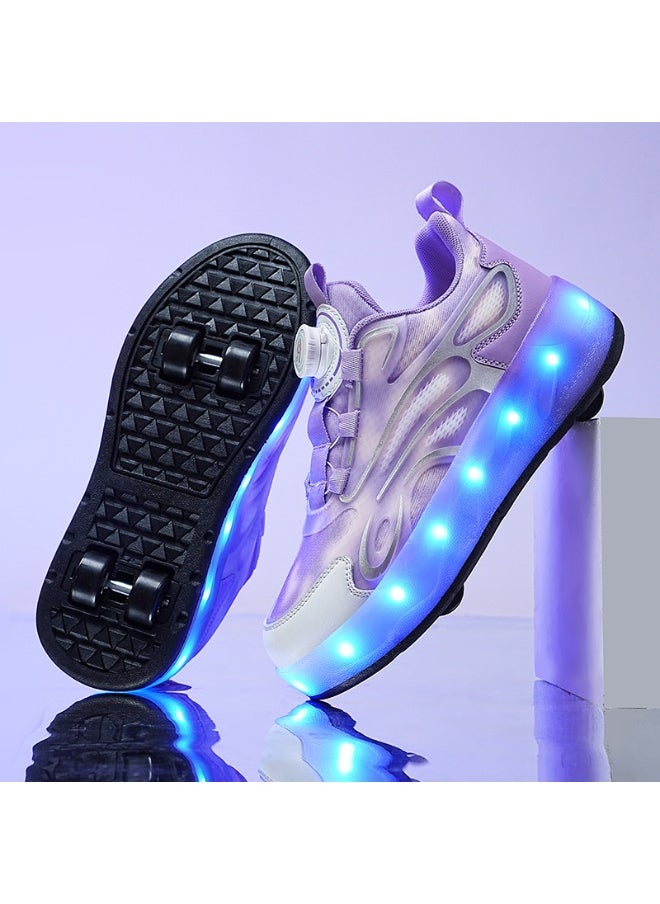 NIBEMINENT Kids Roller Skates Shoes 4 Wheels Roller Shoes Boys Girls Wheel Shoes Roller Sneakers Shoes for Beginner More Balanced  - Image 1